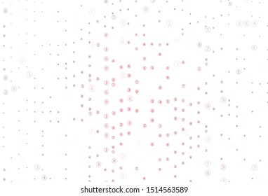 Light Red vector background with signs of numerals. Illustration with Numeral symbols on abstract template. Pattern for school, grammar websites.