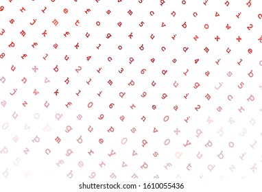 Light Red vector background with signs of alphabet. Shining illustration with ABC symbols on abstract template. Smart design for promotion of university.