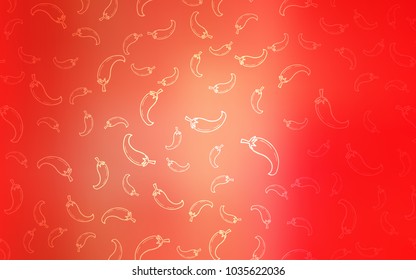 Light Red vector background with spicy peppers. Decorative shining illustration with peppers on abstract template. Pattern for menu of cafes, bars, restaurants.