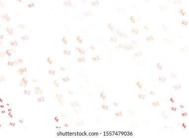 Light Red vector background with symbols of 30, 50, 90 % sales. Gradient illustration with discount signs on white backdrop. Backdrop for mega promotions, discounts.