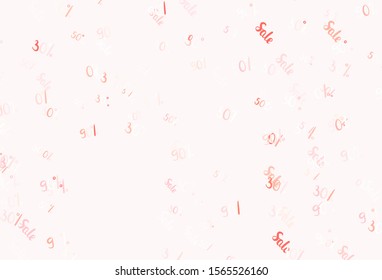 Light Red vector background with symbols of 30, 50, 90 % sales. Gradient illustration with discount signs on white backdrop. Backdrop for mega promotions, discounts.