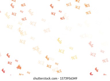 Light Red vector background with symbols of 30, 50, 90 % sales. Colorful set of  percentage signs in simple style. Backdrop for super sales on Black Friday.