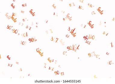Hellrote Vektorillustration mit Symbolen von 30, 50, 90 % Umsatz. Farbige Reihe von Prozentzeichen in einfachem Stil. Hintergrund für Superverkäufe am Black Friday.