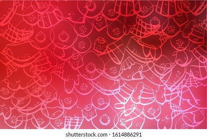 Light Red vector background with tasty sweets. Beautiful colored illustration with candies in doodle style. Pattern for menu of cafes and restaurants.