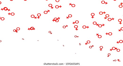 Light Red vector background with woman symbols. Colorful illustration with gradient feminism shapes. New design for applications.