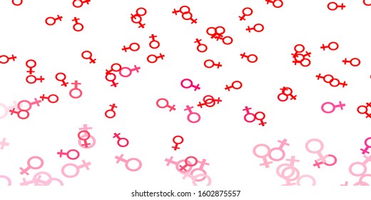 Light Red vector background with woman symbols. Illustration with signs of women's strength and power. Sample for your web designers.