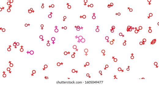 Light Red vector background with woman symbols. Colorful illustration with gradient feminism shapes. Design for International Women’s Day.