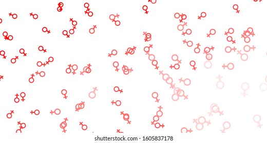 Light Red vector background with woman symbols. Illustration with signs of women's strength and power. Best design to show the power of women.