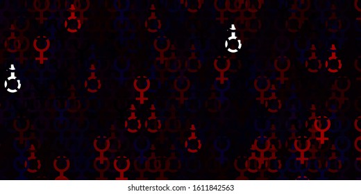 Light Red vector background with woman symbols. Colorful feminism symbols with a gradient in modern style. Background for International Women’s Day.