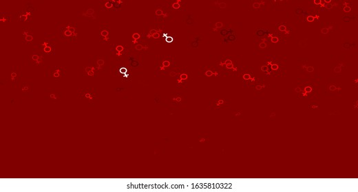 Light Red vector background with woman symbols. Colorful feminism symbols with a gradient in modern style. New side for your design.
