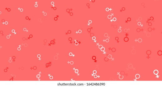 Light Red vector background with woman symbols. Illustration with signs of women's strength and power. Best design to show the power of women.