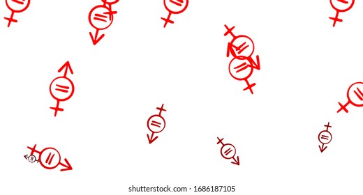 Light Red vector background with woman symbols. Colorful feminism symbols with a gradient in modern style. Background for International Women’s Day.