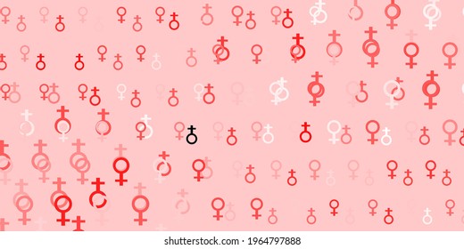Light Red vector background with woman symbols. Simple design in abstract style with women’s rights activism. Elegant design for wallpapers.