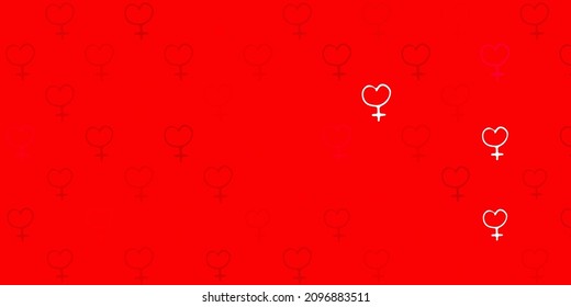 Light Red vector background with woman symbols. Simple design in abstract style with women rights activism. Background for International Women Day.