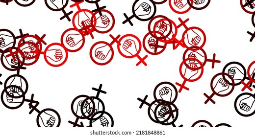 Light Red vector background with woman symbols. Simple design in abstract style with women’s rights activism. Background for International Women’s Day.