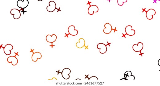 Light Red vector background with woman symbols. Colorful illustration with gradient feminism shapes. Elegant design for wallpapers.