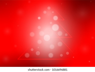 Light Red vector background with a xmas tree. Shining colored illustration with xmas tree in christmas style. New year design for your business advert.