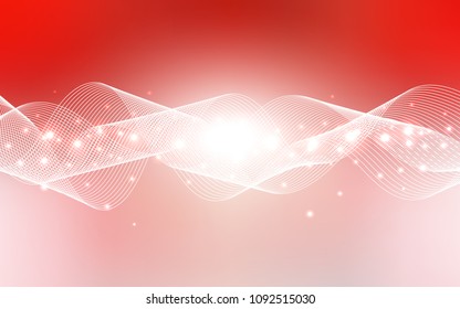 Light Red vector background with xmas confetti. Beautiful colored illustration with ribbon in celebration style. The pattern can be used for new year ad, booklets.