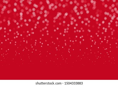 Light Red vector background with xmas snowflakes. Glitter abstract illustration with crystals of ice. Pattern for new year ad, booklets.