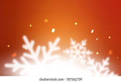 Light Red vector background with xmas snowflakes. Blurred decorative design in xmas style with snow. New year design for your ad, poster, banner.