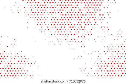 Light Red vector banner with circles, spheres. Abstract spots. Background of Art bubbles in halftone style with colored gradient.