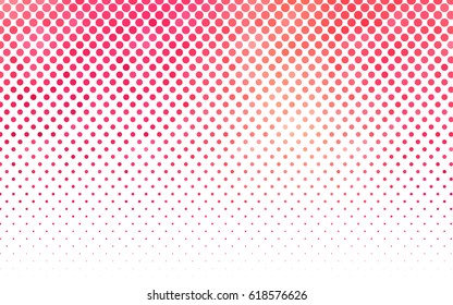 Light Red vector red banner with set of circles, dots. Donuts Background. Creative Design Template. Technological halftone illustration.