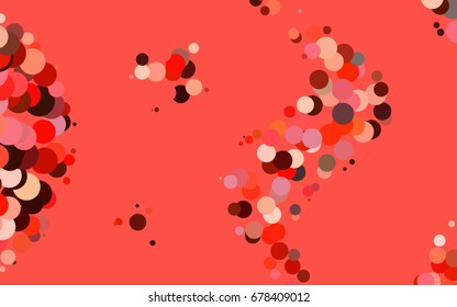 Light Red vector red banner with set of circles, dots. Donuts Background. Creative Design Template. Technological halftone illustration.