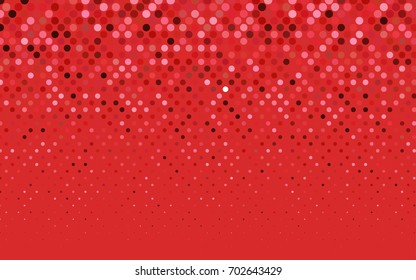 Light Red vector red banner with set of circles, dots. Donuts Background. Creative Design Template. Technological halftone illustration.