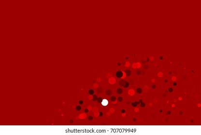 Light Red vector red banner with set of circles, dots. Donuts Background. Creative Design Template. Technological halftone illustration.