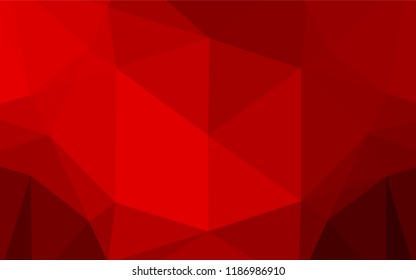 Light Red vector blurry hexagon template. Triangular geometric sample with gradient.  Brand new style for your business design.