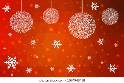Light Red vector christmas postcard low polygon background. Illustration consisting of triangles. Abstract triangular polygonal origami or crystal design of New Year celebration.