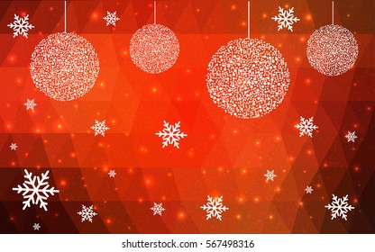 Light red vector christmas postcard low polygon background. Illustration consisting of triangles. Abstract triangular polygonal origami or crystal design of New Year celebration.
