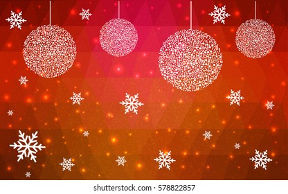 Light Red vector christmas postcard low polygon background. Illustration consisting of triangles. Abstract triangular polygonal origami or crystal design of New Year celebration.