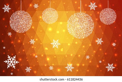 Light Red vector christmas postcard low polygon background. Illustration consisting of triangles. Abstract triangular polygonal origami or crystal design of New Year celebration.