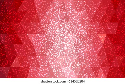 Light Red vector christmas postcard low polygon background. Illustration consisting of triangles. Abstract triangular polygonal origami or crystal design of New Year celebration.