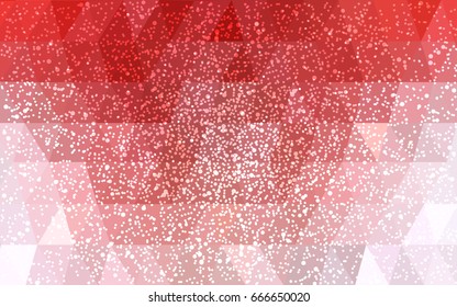 Light Red vector christmas postcard low polygon background. Illustration consisting of triangles. Abstract triangular polygonal origami or crystal design of New Year celebration.
