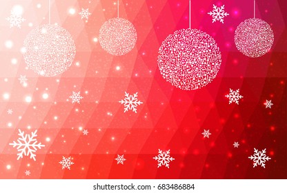 Light Red vector christmas postcard low polygon background. Illustration consisting of triangles. Abstract triangular polygonal origami or crystal design of New Year celebration.