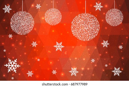 Light Red vector christmas postcard low polygon background. Illustration consisting of triangles. Abstract triangular polygonal origami or crystal design of New Year celebration.