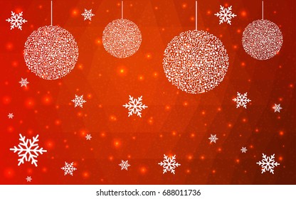 Light Red vector christmas postcard low polygon background. Illustration consisting of triangles. Abstract triangular polygonal origami or crystal design of New Year celebration.