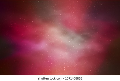 Light Red vector cover with astronomical stars. Space stars on blurred abstract background with gradient. Pattern for futuristic ad, booklets.