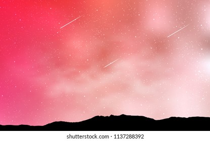 Light Red vector cover with astronomical stars. Space stars on blurred abstract background with gradient. Smart design for your business advert.