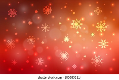 Light Red vector cover with beautiful snowflakes. Shining colored illustration with snow in christmas style. New year design for your business advert.