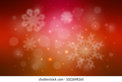 Light Red vector cover with beautiful snowflakes. Modern geometrical abstract illustration with crystals of ice. The pattern can be used for new year ad, booklets.