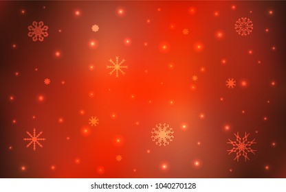 Light Red vector cover with beautiful snowflakes. Glitter abstract illustration with crystals of ice. The pattern can be used for new year ad, booklets.