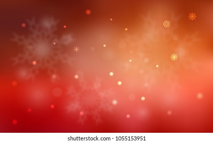 Light Red vector cover with beautiful snowflakes. Glitter abstract illustration with crystals of ice. New year design for your ad, poster, banner.