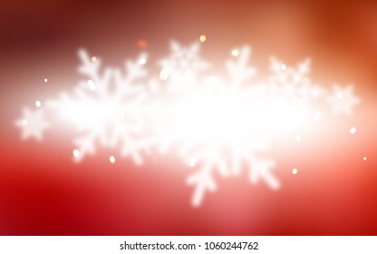 Light Red vector cover with beautiful snowflakes. Shining colored illustration with snow in christmas style. New year design for your business advert.