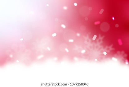 Light Red vector cover with beautiful snowflakes. Snow on blurred abstract background with gradient. The pattern can be used for new year leaflets.