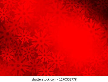 Light Red vector cover with beautiful snowflakes. Decorative shining illustration with snow on abstract template. The pattern can be used for new year leaflets.