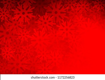 Light Red vector cover with beautiful snowflakes. Modern geometrical abstract illustration with crystals of ice. The pattern can be used for new year leaflets.