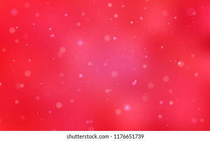 Light Red vector cover with beautiful snowflakes. Shining colored illustration with snow in christmas style. The template can be used as a new year background.